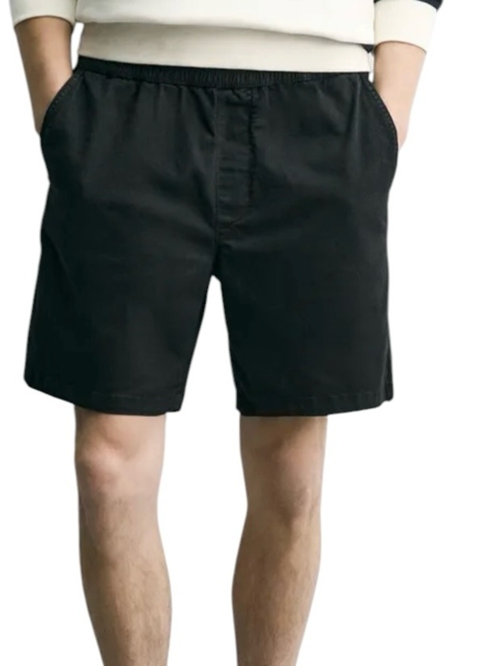 Zara Men's DNWR Elastic Waist Drawstring Shorts Black Size XL